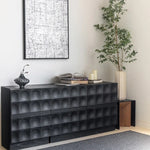 Modern Ash Wood Cabinet with Textured 3D Design - Stylish Storage Solution hms-4052