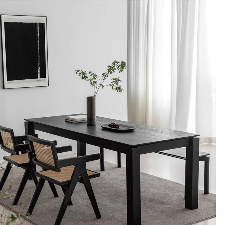 Modern Ash Wood Dining Table Set - Sleek Design for Stylish Dining Spaces hms-4054