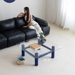 Stylish Tempered Glass & Ash Wood Coffee Table - Modern Rectangular Design for Living Room Décor hms-4057