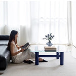 Stylish Tempered Glass & Ash Wood Coffee Table - Modern Rectangular Design for Living Room Décor hms-4057