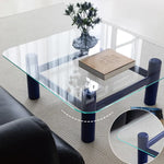 Stylish Tempered Glass & Ash Wood Coffee Table - Modern Rectangular Design for Living Room Décor hms-4057