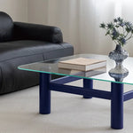 Stylish Tempered Glass & Ash Wood Coffee Table - Modern Rectangular Design for Living Room Décor hms-4057