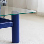 Stylish Tempered Glass & Ash Wood Coffee Table - Modern Rectangular Design for Living Room Décor hms-4057