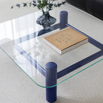 Stylish Tempered Glass & Ash Wood Coffee Table - Modern Rectangular Design for Living Room Décor hms-4057