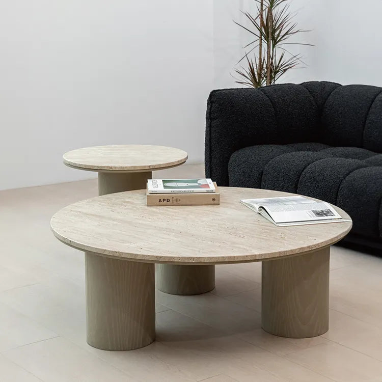 Modern Round Coffee Table with Sleek Ceramic Sintered Stone Top – Perfect for Contemporary Living Rooms hms-4058