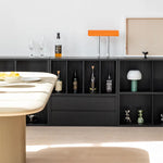 Modern Ash Wood Cabinet with Multi-Layer Shelves and Tempered Glass Doors hms-4059