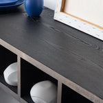 Modern Ash Wood Cabinet with Multi-Layer Shelves and Tempered Glass Doors hms-4059