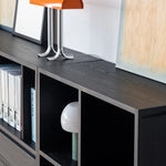 Modern Ash Wood Cabinet with Multi-Layer Shelves and Tempered Glass Doors hms-4059