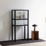 Sleek Ash Wood Display Cabinet with Tempered Glass Doors - Modern Home Essentials hms-4060