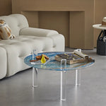 Stylish Tempered Glass Coffee Table with Acrylic Legs - Modern Living Room Centerpiece hms-4062