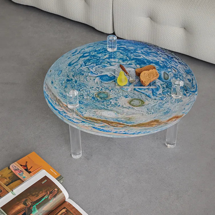 Stylish Tempered Glass Coffee Table with Acrylic Legs - Modern Living Room Centerpiece hms-4062