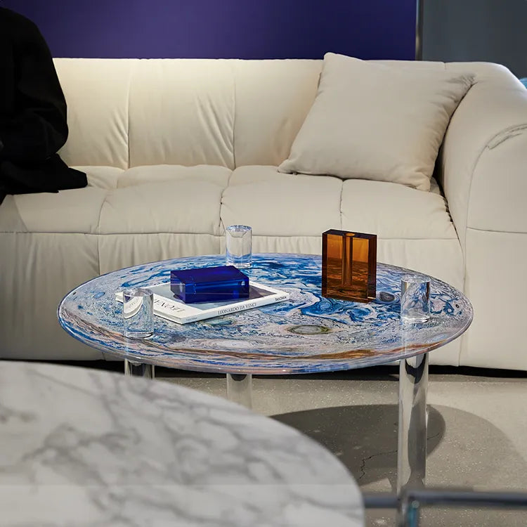 Stylish Tempered Glass Coffee Table with Acrylic Legs - Modern Living Room Centerpiece hms-4062