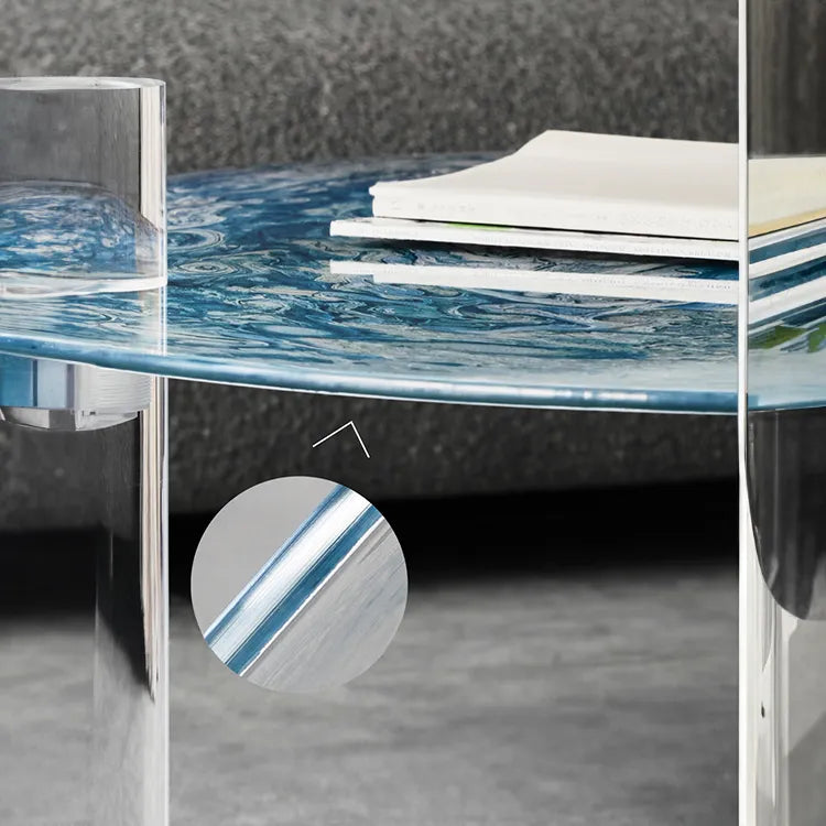 Stylish Tempered Glass Coffee Table with Acrylic Legs - Modern Living Room Centerpiece hms-4062