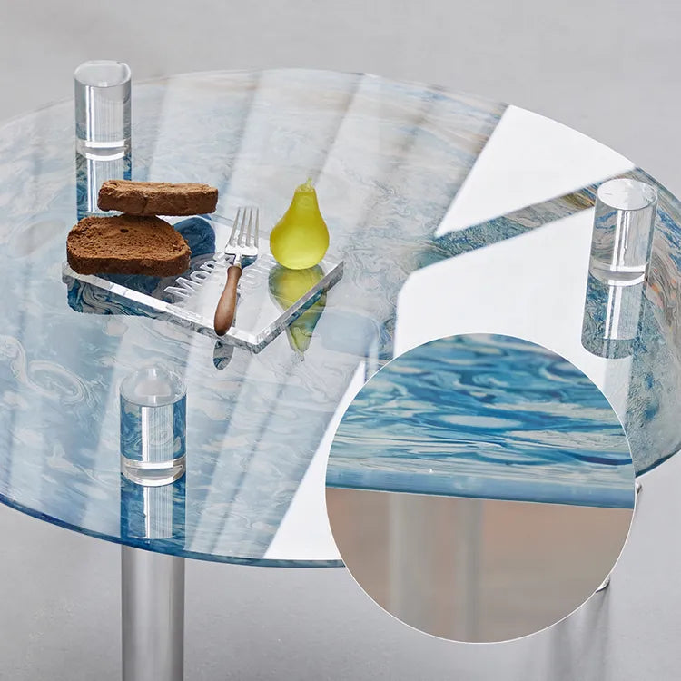 Stylish Tempered Glass Coffee Table with Acrylic Legs - Modern Living Room Centerpiece hms-4062