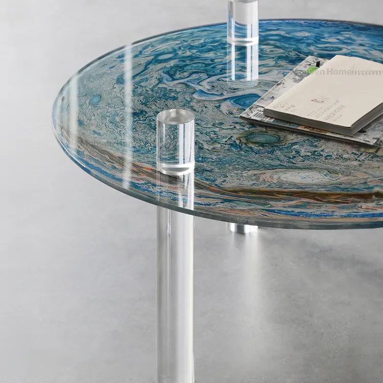 Stylish Tempered Glass Coffee Table with Acrylic Legs - Modern Living Room Centerpiece hms-4062