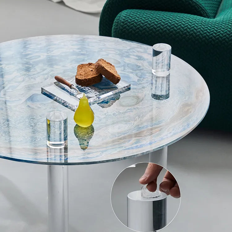 Stylish Tempered Glass Coffee Table with Acrylic Legs - Modern Living Room Centerpiece hms-4062