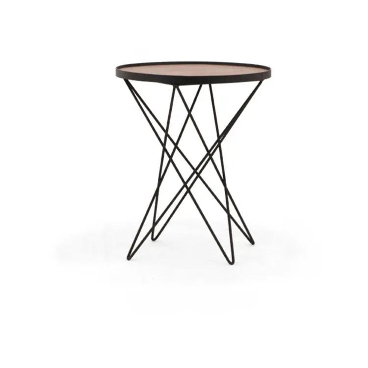 Modern Round Coffee Table with Metal Base - Stylish Accent for Living Room hms-4065