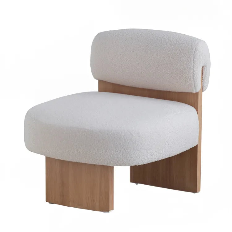 Cozy Faux Lambswool Lounge Chair with Modern Wood Design hms-4074