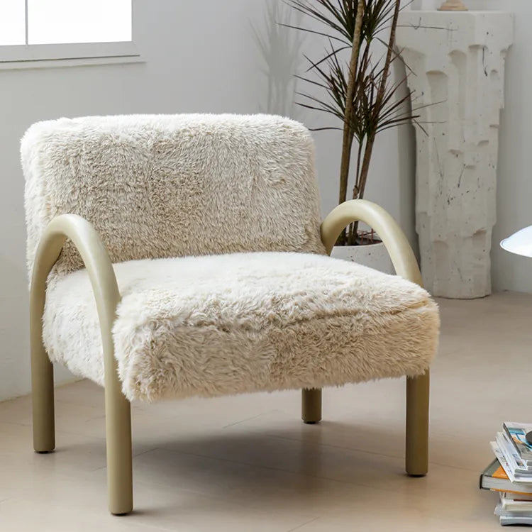 Luxurious Pile Fabric Lounge Chair with Ash Wood Frame for Ultimate Comfort hms-4075