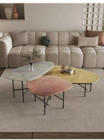 Stylish Sintered Stone Stainless Coffee Table Set – Modern Design with Artful Touch for Living Room Decor hmsf-4667