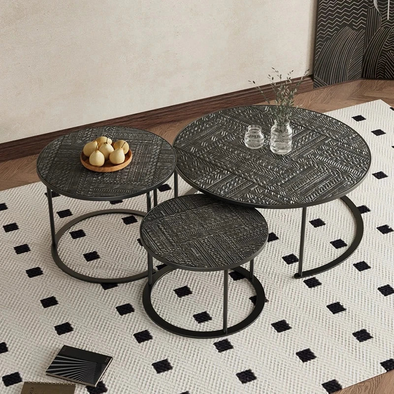 Stylish Acrylic Stainless Steel Coffee Table Set - Modern Nesting Tables for Living Room Decor hmsf-4668