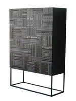 Stylish Ash Wood and Acrylic Cabinet with Unique Textured Design - Modern Storage Solution hmsf-4669
