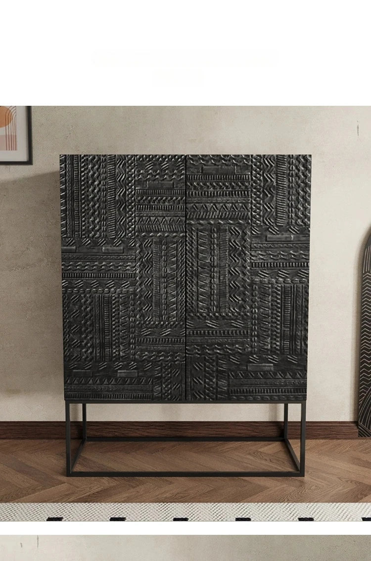 Stylish Ash Wood and Acrylic Cabinet with Unique Textured Design - Modern Storage Solution hmsf-4669