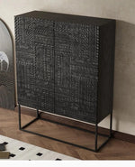 Stylish Ash Wood and Acrylic Cabinet with Unique Textured Design - Modern Storage Solution hmsf-4669