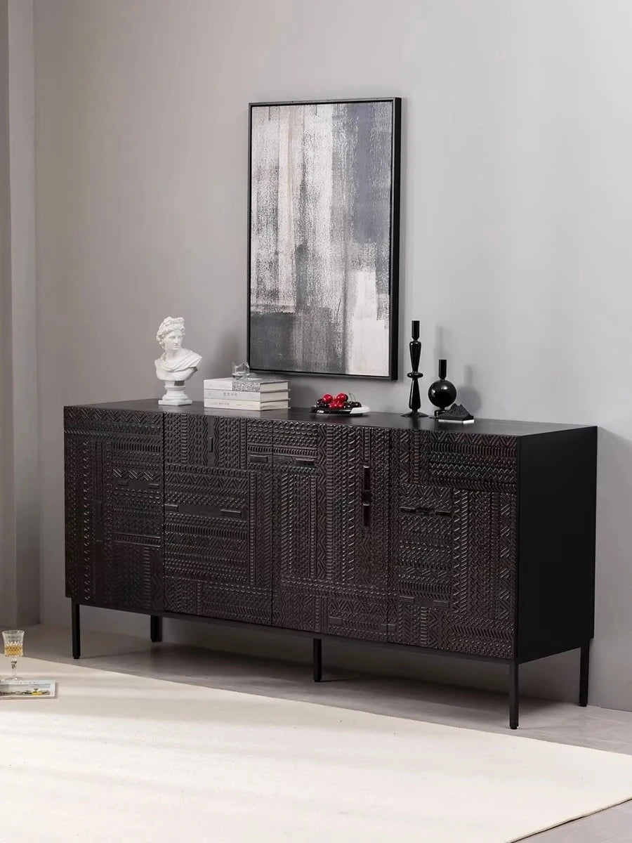 Stylish Solid Wood and Acrylic Cabinet with Unique Textured Design – Perfect for Modern Living Spaces hmsf-4670
