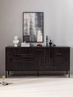 Stylish Solid Wood and Acrylic Cabinet with Unique Textured Design – Perfect for Modern Living Spaces hmsf-4670
