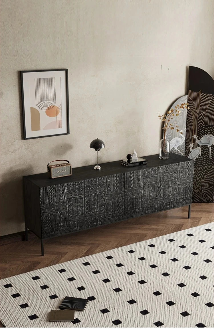 Stylish Solid Wood and Acrylic Cabinet with Unique Textured Design – Perfect for Modern Living Spaces hmsf-4670