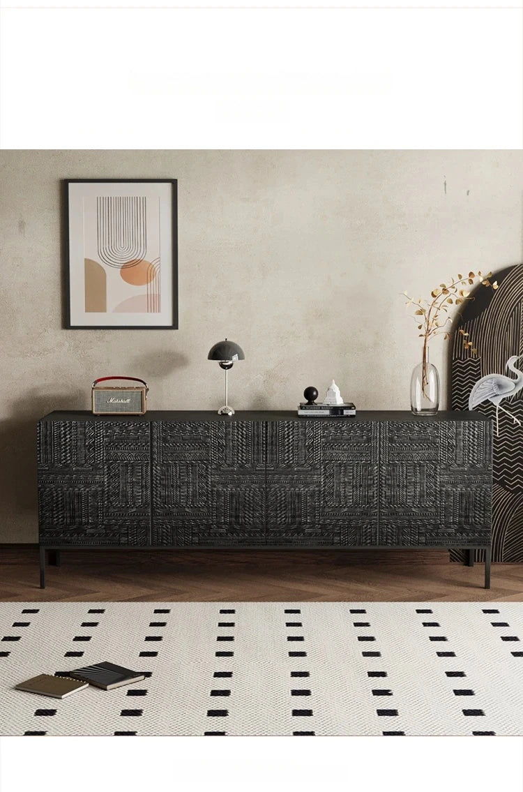 Stylish Solid Wood and Acrylic Cabinet with Unique Textured Design – Perfect for Modern Living Spaces hmsf-4670