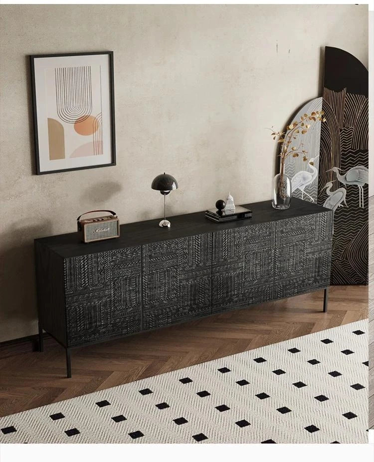 Stylish Solid Wood and Acrylic Cabinet with Unique Textured Design – Perfect for Modern Living Spaces hmsf-4670