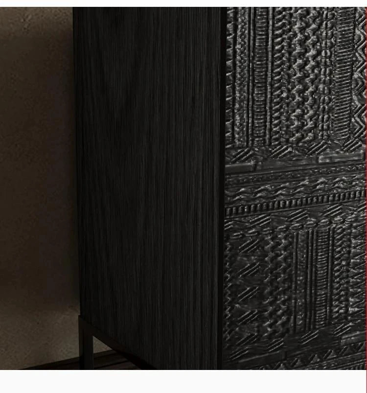 Stylish Solid Wood and Acrylic Cabinet with Unique Textured Design – Perfect for Modern Living Spaces hmsf-4670