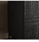 Stylish Solid Wood and Acrylic Cabinet with Unique Textured Design – Perfect for Modern Living Spaces hmsf-4670