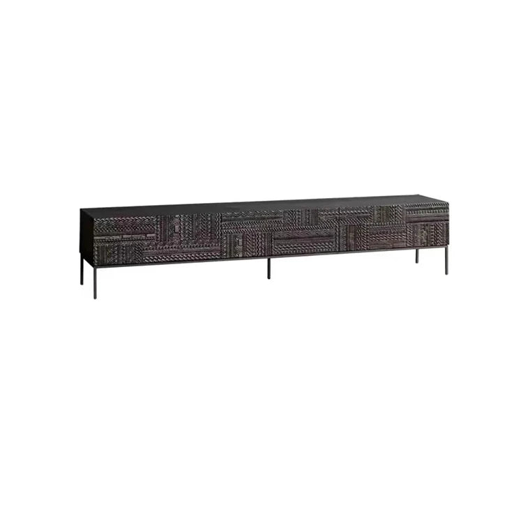 Elegant Solid Wood Acrylic TV Cabinet with Intricate Pattern Design - Modern Storage Solution for Living Room hmsf-4671