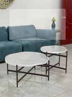 Stylish Acrylic Coffee Table Set with Unique Design - Modern Round Accent Tables for Living Room Decor hmsf-4672