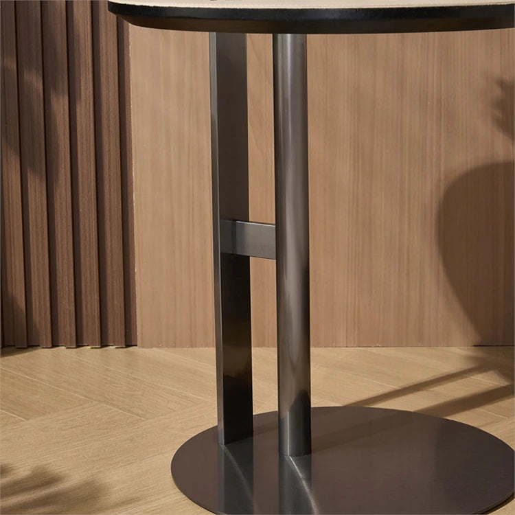 Stylish Synthetic Leather Coffee Table with Stainless Steel Base – Modern Accent for Living Room Decor hmx-5092