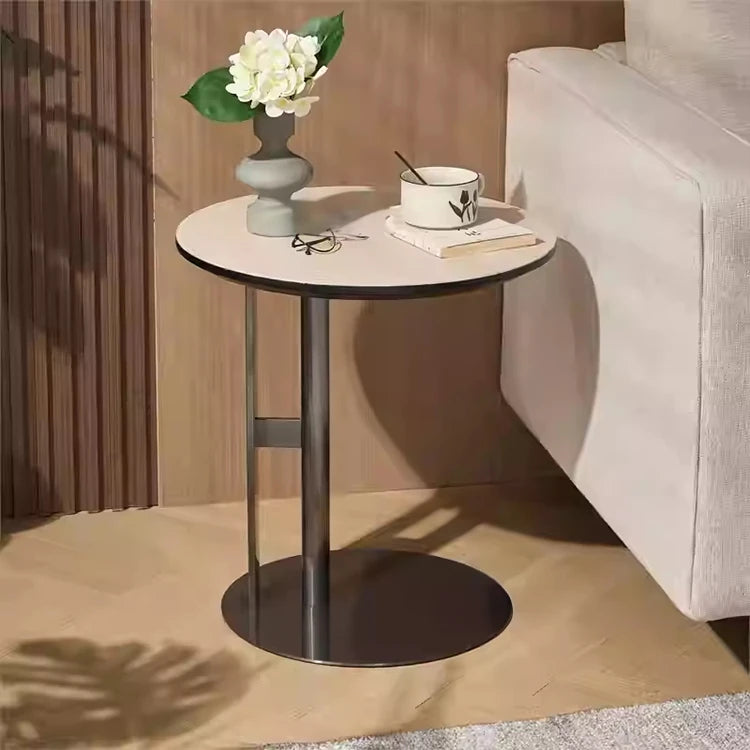 Stylish Synthetic Leather Coffee Table with Stainless Steel Base – Modern Accent for Living Room Decor hmx-5092