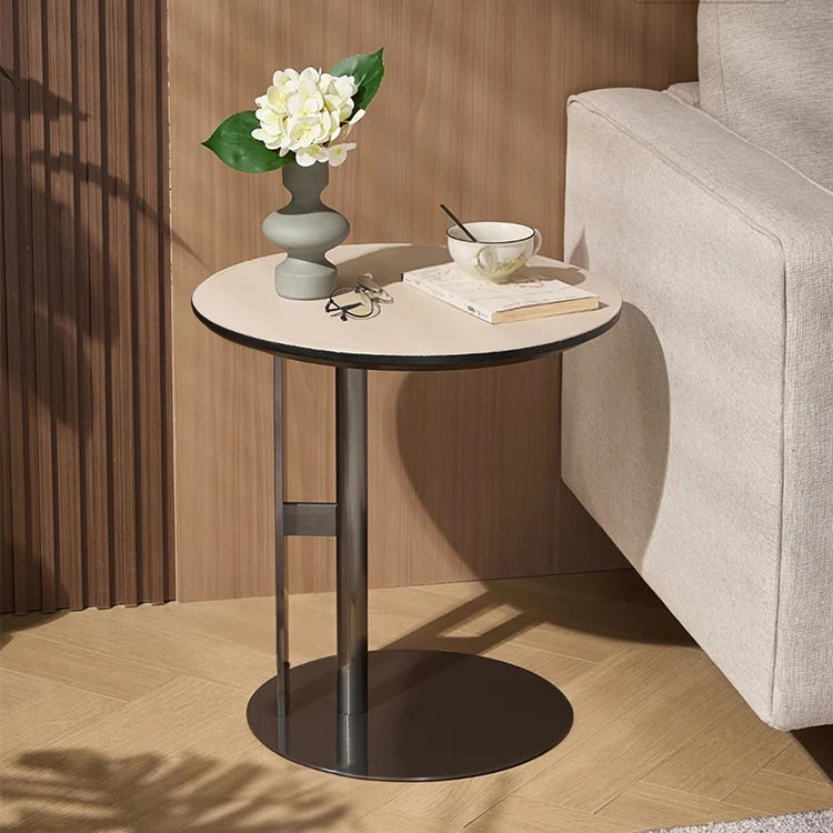 Stylish Synthetic Leather Coffee Table with Stainless Steel Base – Modern Accent for Living Room Decor hmx-5092