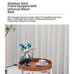 Stylish Two-Tier Round Tea Table in Synthetic Leather and Stainless Steel - Modern Home Decor Storage Solution hmx-5093