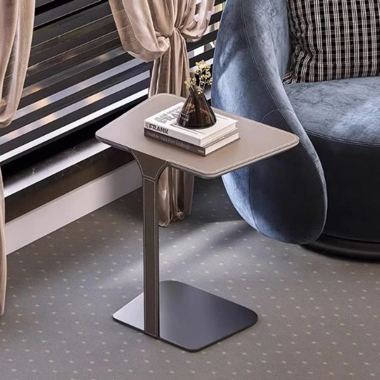 Sleek Modern Coffee Table with Synthetic Leather and Stainless Steel Frame - Perfect for Any Living Space hmx-5094