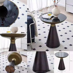 Modern Ash Wood Tea Table with Tempered Glass Top - Stylish Accent for Living Room & Office hmx-5096