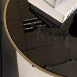 Modern Ash Wood Tea Table with Tempered Glass Top - Stylish Accent for Living Room & Office hmx-5096