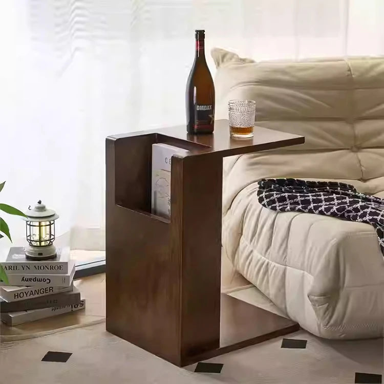 Stylish Ash Wood Tea Table with Magazine Storage - Modern Living Room Accent Furniture hmx-5097