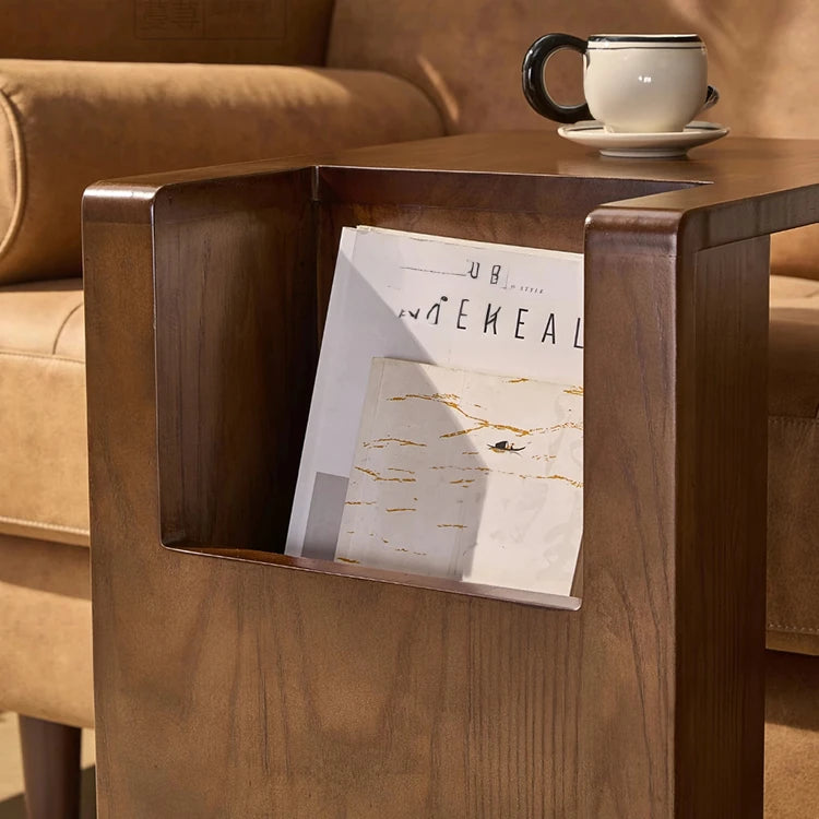 Stylish Ash Wood Tea Table with Magazine Storage - Modern Living Room Accent Furniture hmx-5097
