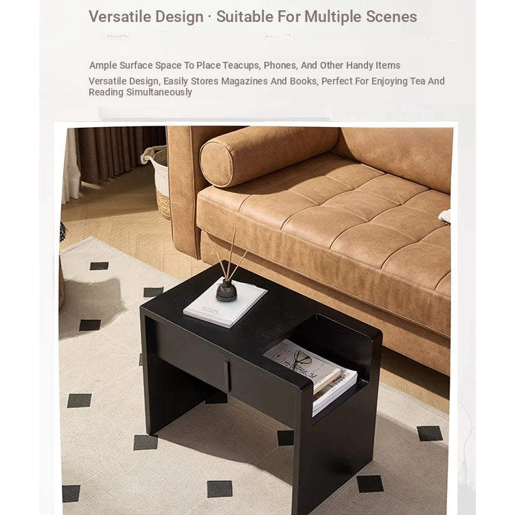 Stylish Ash Wood Tea Table with Magazine Storage - Modern Living Room Accent Furniture hmx-5097