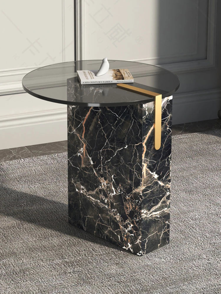 Elegant Marble and Tempered Glass Tea Table - Modern Luxury Home Accent hmx-5098