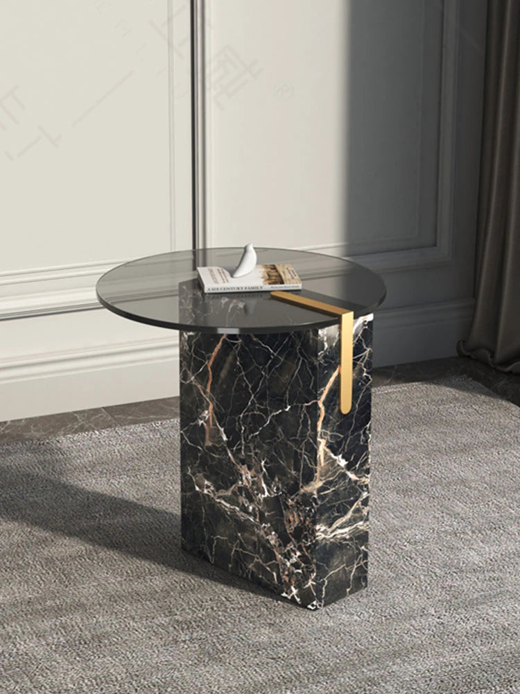 Elegant Marble and Tempered Glass Tea Table - Modern Luxury Home Accent hmx-5098