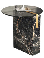 Elegant Marble and Tempered Glass Tea Table - Modern Luxury Home Accent hmx-5098